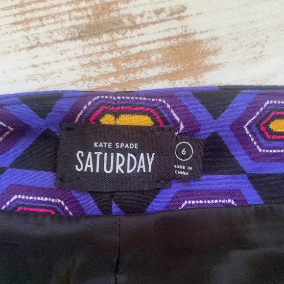 KATE SPADE Saturday Mini Skirt straight cotton blend sz 6 abstract retro NWOT - Picture 5 of 9
